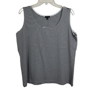 NWT Talbots Plus Striped Shell Sleeveless Tank Top Shirt Black White Size 1X